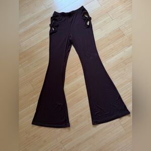 SHEIN Elegant Brown Women's casual pants size M cutout on both sides